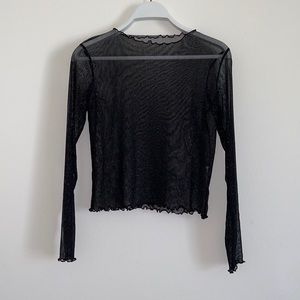 Brandy Melville Black Glitter See-Through Shirt